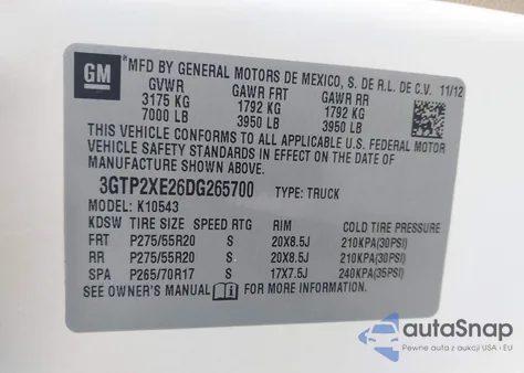 2013 GMC Sierra 1500 Denali from USA, damaged, VIN 3GTP2XE26DG265700